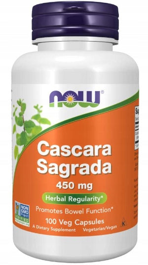 NOW Foods Cascara Sagrada Intestinal Shark Constipation Liver 450mg 100 vcaps Packaging status original
