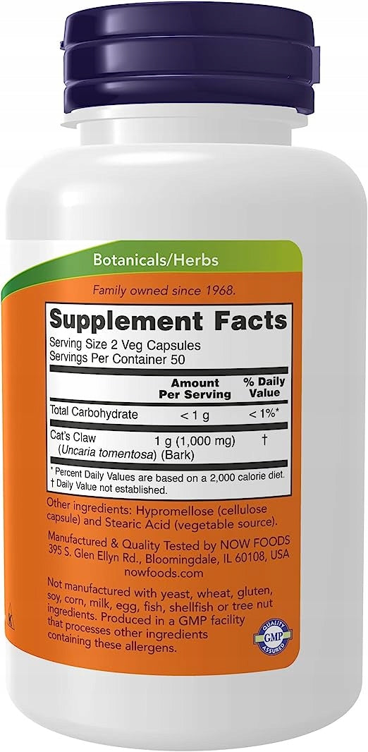 NOW Foods Cat's Claw 500 mg 100 capsules Cat's Claw Brand Now foods