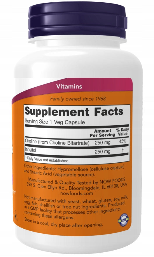NOW Foods Choline and Inositol 500mg CHOLINE INOSITOL LIVER 100caps EAN (GTIN) 733739004703