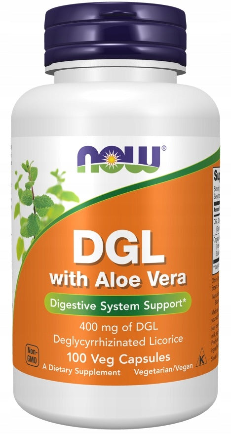 NOW Foods DGL with Aloe Vera - Lime root 400 mg + Aloe Vera 100 kaps