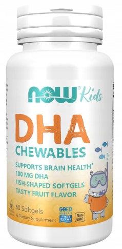 NOW Foods DHA Kid's Chewable 100mg OMEGA-3 ACIDS FOR CHILDREN VISION 60caps Brand Now foods
