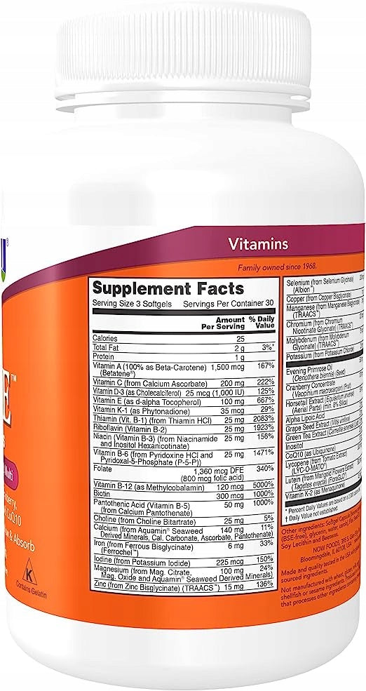NOW Foods EVE Superior Multivitamin 90 capsules Expiration date at least six months from the date of purchase
