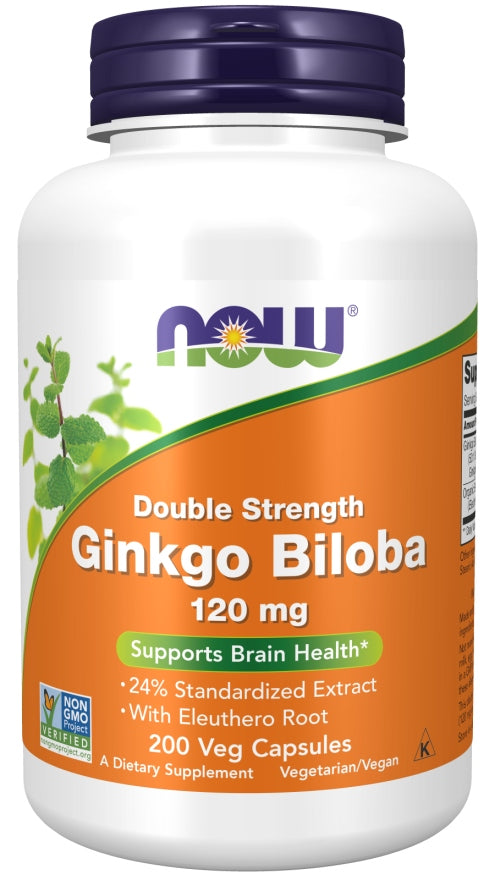NOW Foods Ginkgo Biloba 120mg Ginkgo Extract 24% 200k