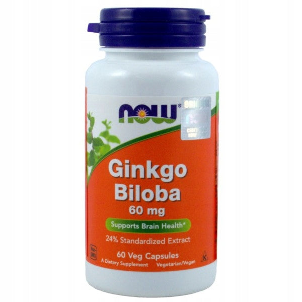 NOW Foods Ginkgo Biloba 60mg Ginkgo biloba Japanese Ekstarkt 24% MEMORY 60caps Manufacturer code 733739046864