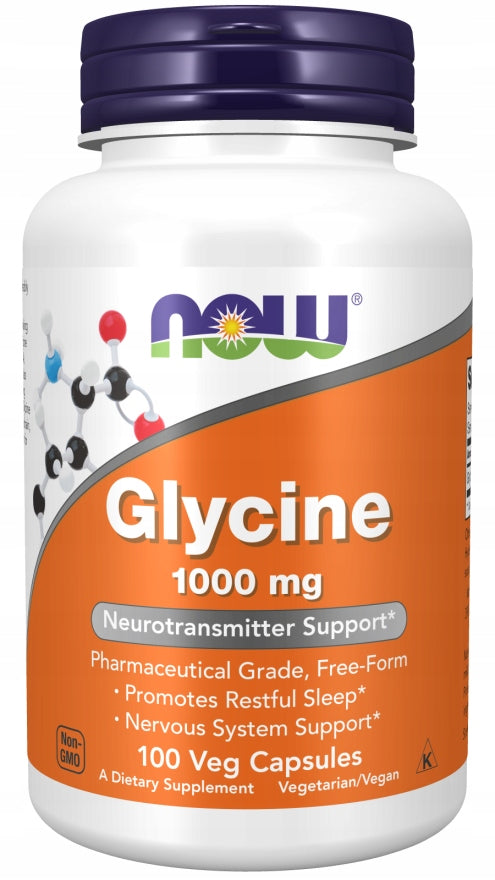NOW Foods Glycine Sleep Silence Memory PURE GLYCINE 1000mg 100 vegekaps