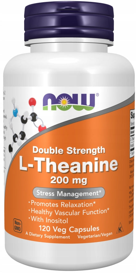 NOW Foods L-Theanine Nerves Stress Anxiety Theanine 200mg Inositol 100mg 120k