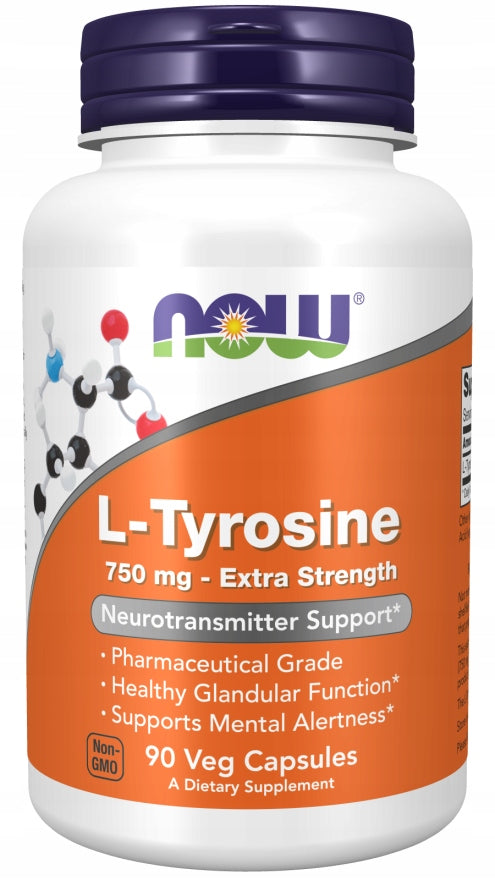 NOW Foods L-Tyrosine 750mg TYROSINE MEMORY THYROID CONCENTRATION VEGE 90k