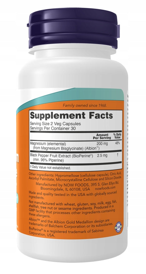 NOW Foods Magnesium Glycate with BioPerine 60 capsules EAN (GTIN) 733739012845