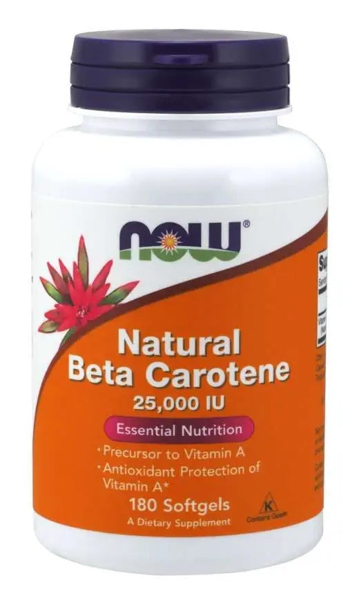 NOW Foods Natural Beta Carotene 25000 IU Vitamin A 7,500 mcg 180 softgels Manufacturer code NOW0322