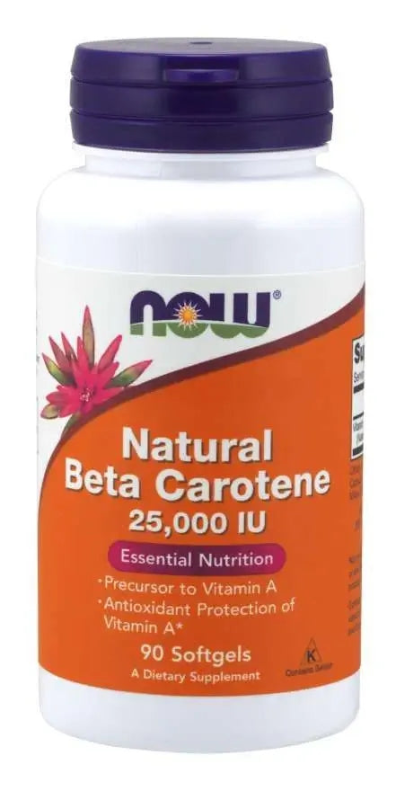 NOW Foods Natural Beta Carotene VISION NATURAL BETA CAROTENE 25000IU 90 kap Expiration date not specified