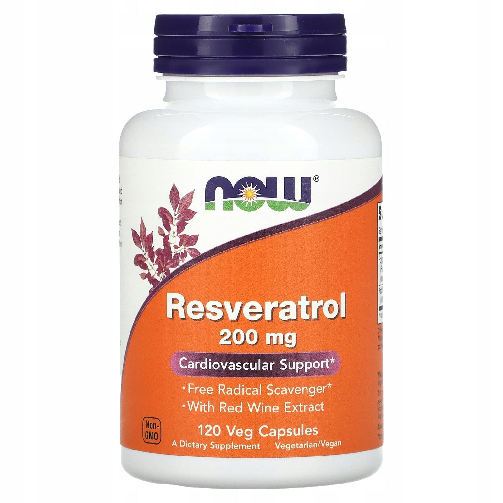 NOW Foods Natural Resveratrol 200mg + Red Wine Extrakt 120k Manufacturer code 733739033543