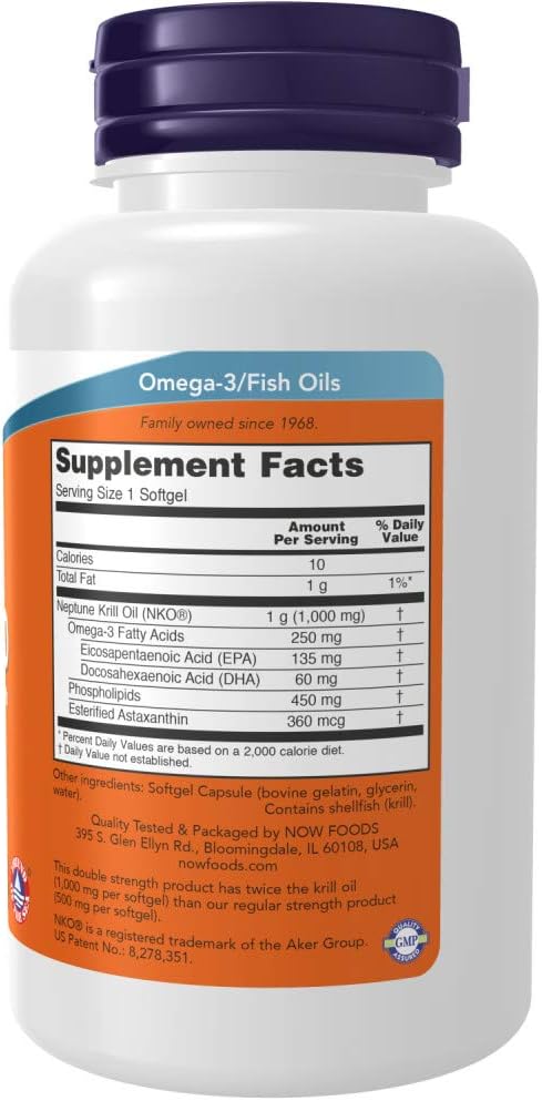 NOW Foods Neptune Krill 1000 mg 60 capsules KRILL OIL Brand Now foods