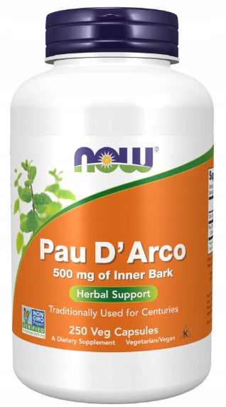 NOW Foods PAU D'ARCO LaPacho PAU DARCO Intestine Constipation Parasites 500mg 250k Brand Now foods