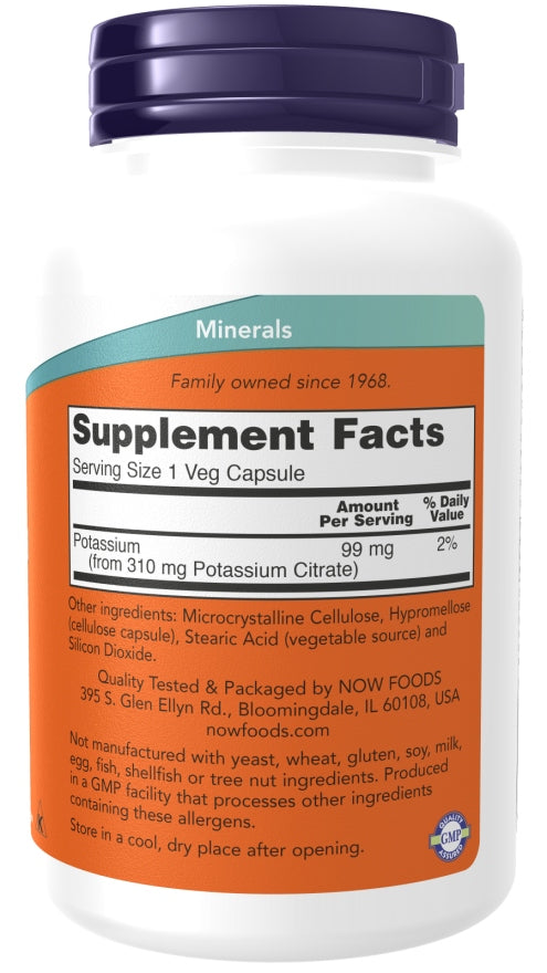 NOW Foods Potassium Citrate 99mg POTASSIUM CITRATE HEART POTASSIUM 180k EAN (GTIN) 733739014481