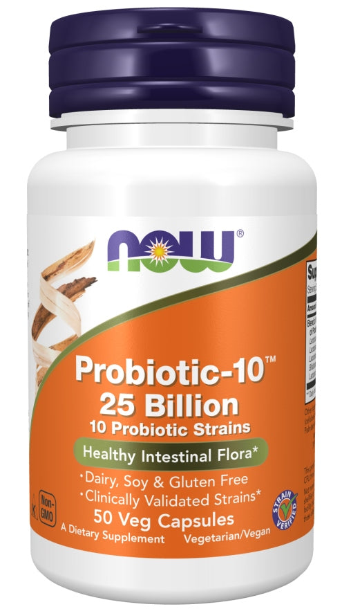 NOW Foods Probiotic-10 PROBIOTIC 10 STRAINS 25 BILLION DIGESTION VEGE 50