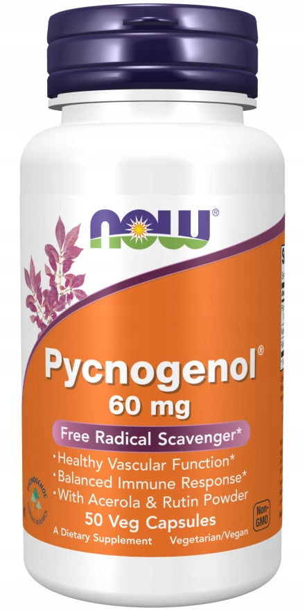 NOW Foods Pycnogenol 60mg PINE BARK ACEROLA ANTIOXIDANT VEGE 50k