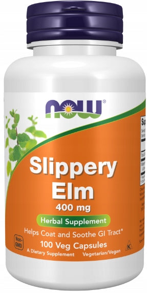 NOW Foods Slippery Elm Constipation Elm Red 400mg 100 vegekaps Packaging status original