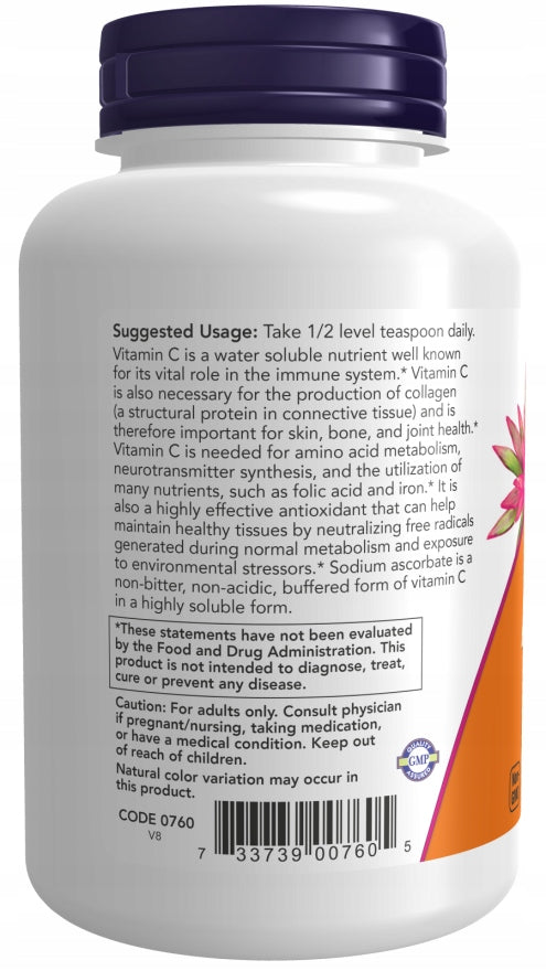 NOW Foods Sodium Ascorbate SODIUM ASCORBATE VITAMIN C POWDER 227g Manufacturer code 733739007605