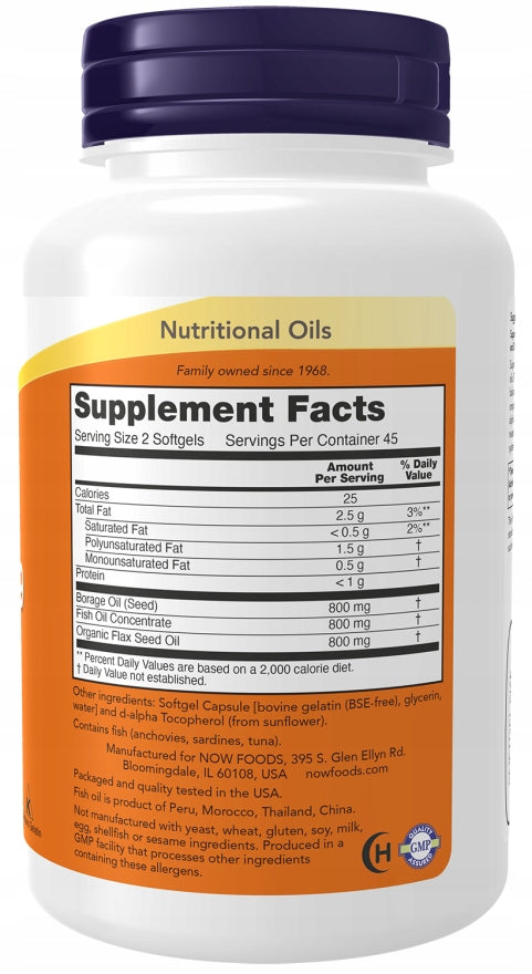 NOW Foods Super Omega 3-6-9 1200mg Omega 3 6 9 HEART EPA DHA GLA 180softgel Brand Now foods