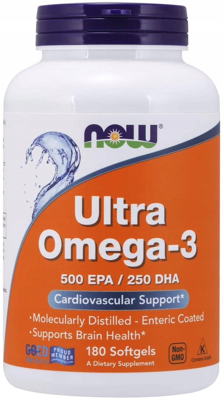 NOW Foods Ultra Omega-3 180caps Acids EPA DHA 1000mg Fish Heart Oil Memory Manufacturer code NOW/232