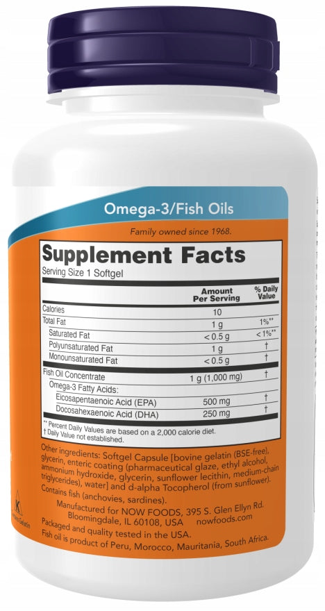 NOW Foods Ultra Omega-3 Acids EPA 500mg DHA 250mg Fish Oil 1000mg 90 gels EAN (GTIN) 733739016614
