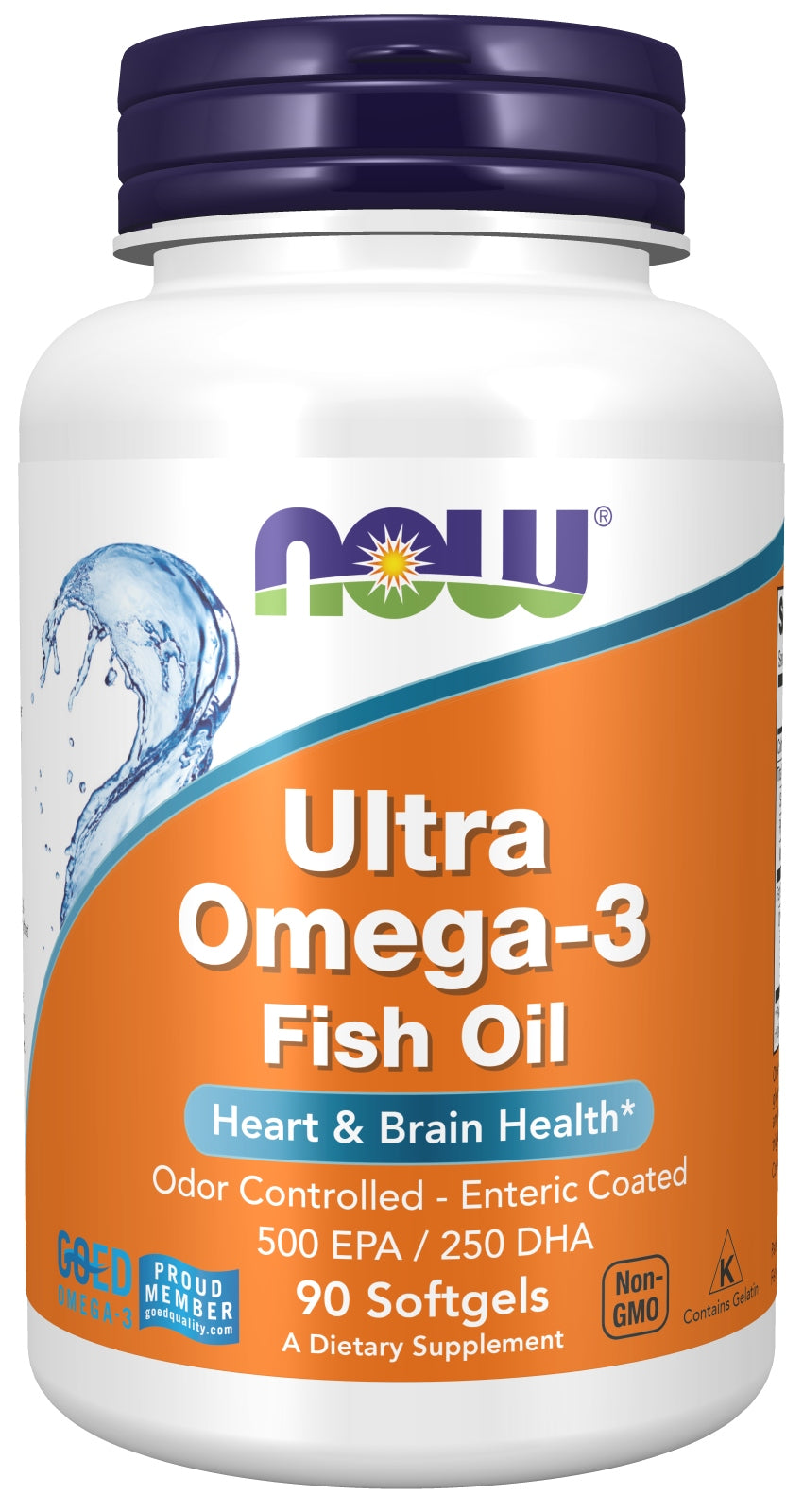 NOW Foods Ultra Omega-3 Acids EPA 500mg DHA 250mg Fish Oil 1000mg 90 gels