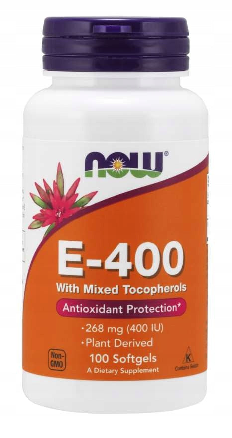 NOW Foods VITAMIN E-400 268mg mixed Tocopherol E 400 YOUTH 100 softgels Packaging status original