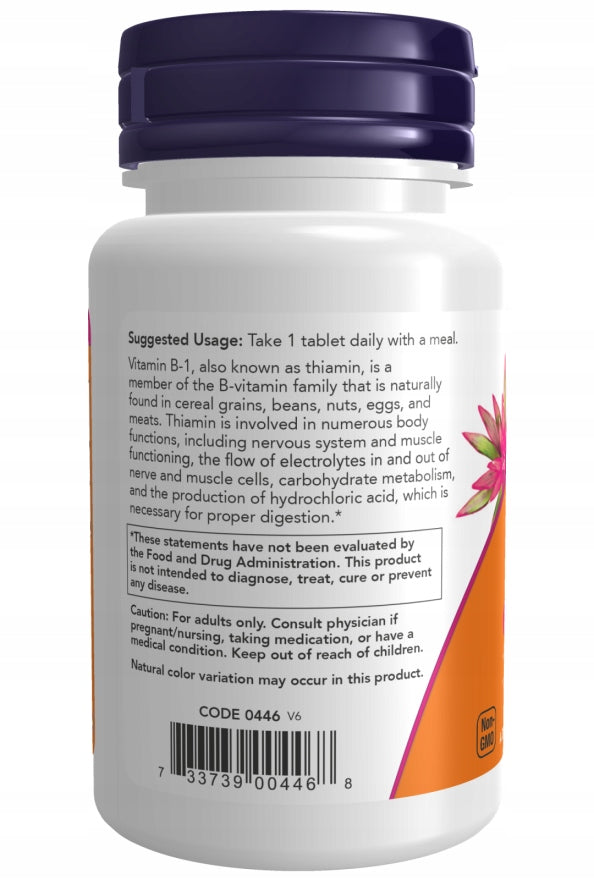 NOW Foods Vitamin B-1 100mg B1 THIAMINE NERVOUS SYSTEM HEART B 1 100tablets Weight 150 g
