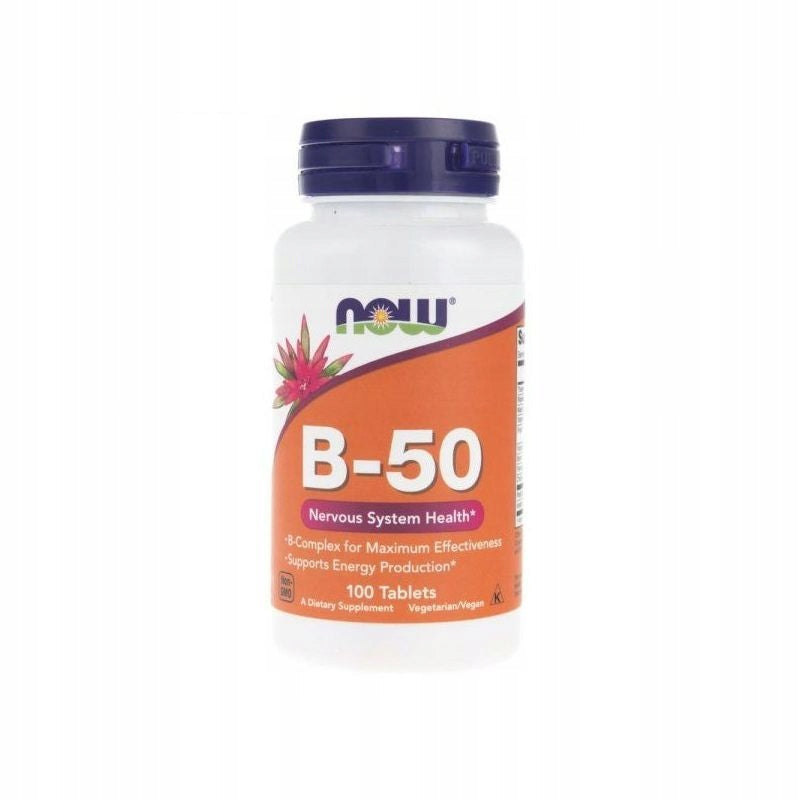 NOW Foods Vitamin B-50 Complex Stress Resistance Nerves Relaxation 100 tablets Brand Now foods