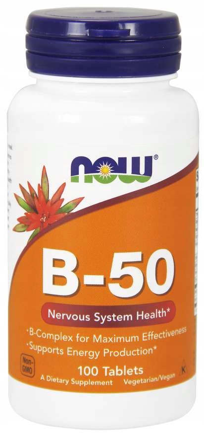 NOW Foods Vitamin B-50 Complex Stress Resistance Nerves Relaxation 100 tablets
