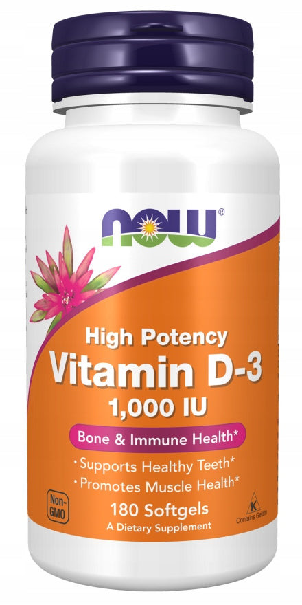 NOW Foods Vitamin D-3 1000 IU VITAMIN D3 BONE TEETH IMMUNITY 180softgels