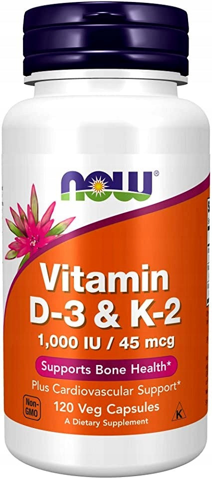 NOW Foods Vitamin D-3 & K-2 VITAMINS D3 and K2 BONE TEETH IMMUNITY VEGE 120k EAN (GTIN) 733739003690