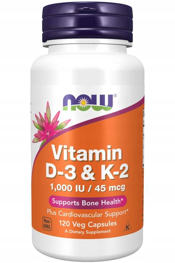 NOW Foods Vitamin D-3 & K-2 VITAMINS D3 and K2 BONE TEETH IMMUNITY VEGE 120k