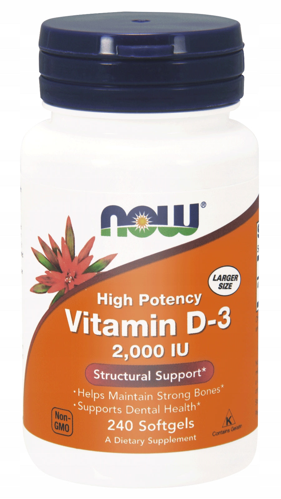 NOW Foods Vitamin D3 2.000iu Healthy Strong Bones Resistance 240 SOFT GELS Brand Now foods
