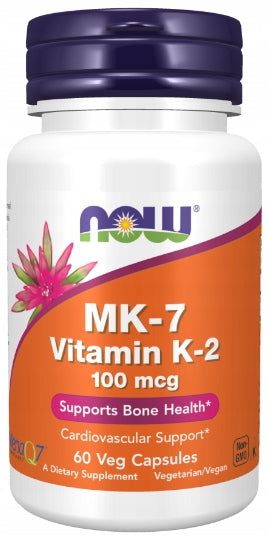 NOW Foods Vitamin MK-7 K-2 MenaQ7 Natto VITAMIN K2 MK7 100mcg 60 vegekaps Packaging status original