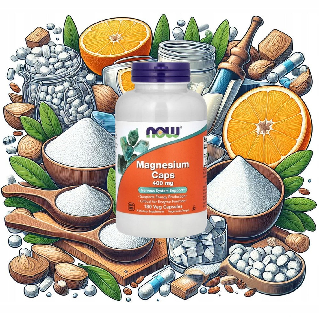 NOW Foods | oxide + citrate + MAGNESIUM aspartate | 400 mg | 180 kaps. EAN (GTIN) 733739012838