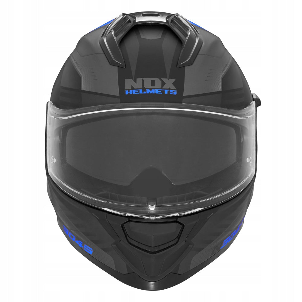 NOX INTEGRAL MOTORCYCLE HELMET WITH BLEND CARVER BLACK BLUE MAT 2XL Packaging status original