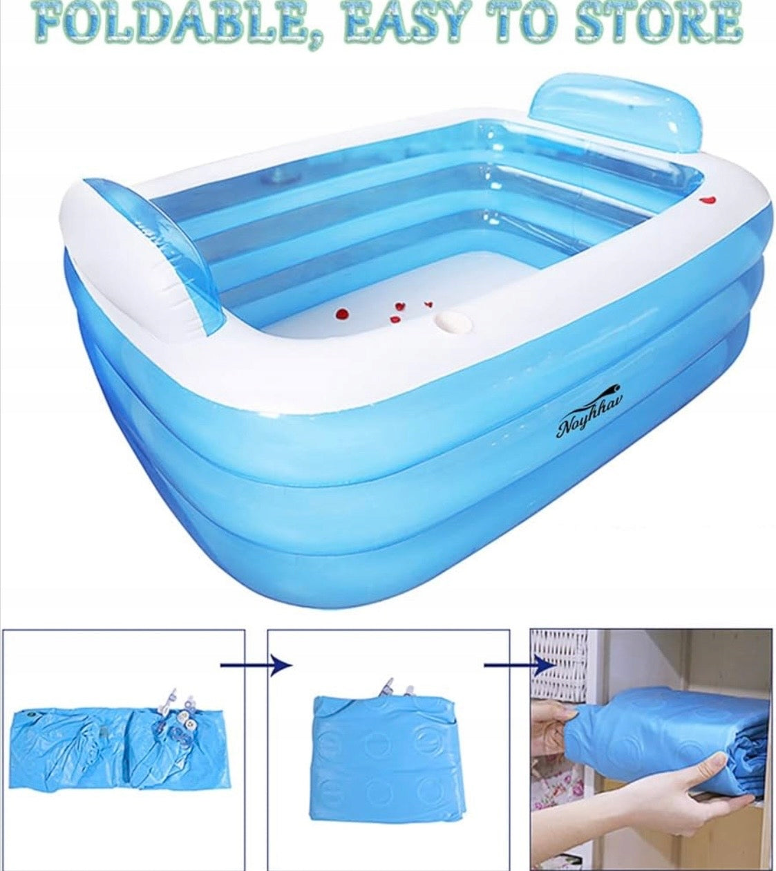 NOYHHAV Swimming Pool Inflatable Spa Bathtub For Adults 160x115x55cm PVC With Pump Length 160 cm