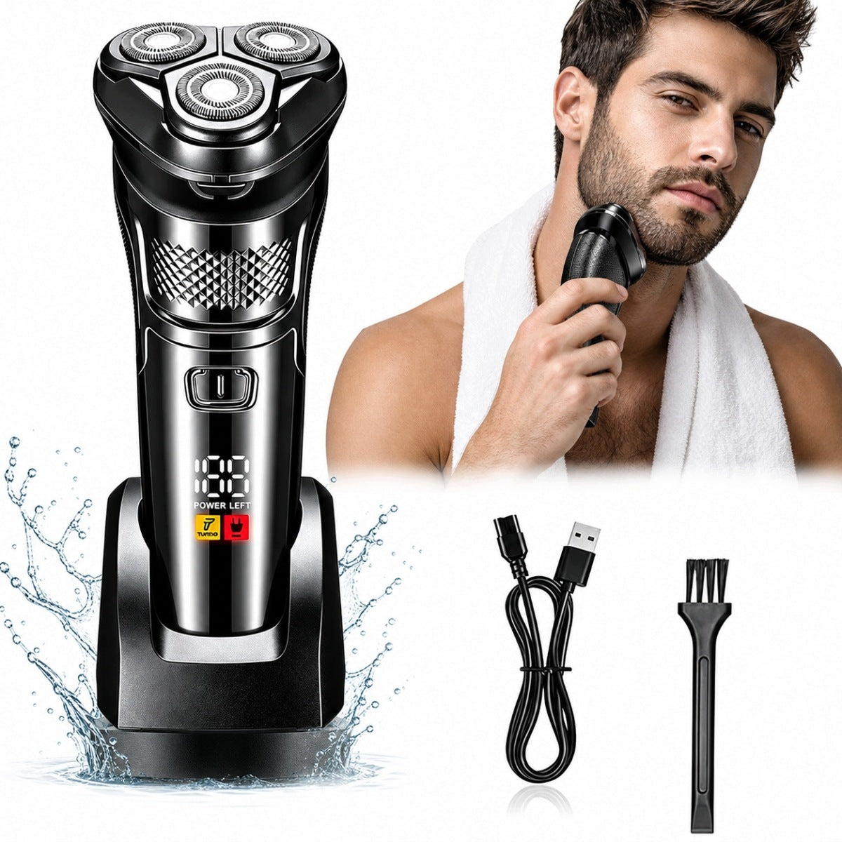 NOYW Electric Shaver Men's Beard Trimmer Wet Dry IPX7