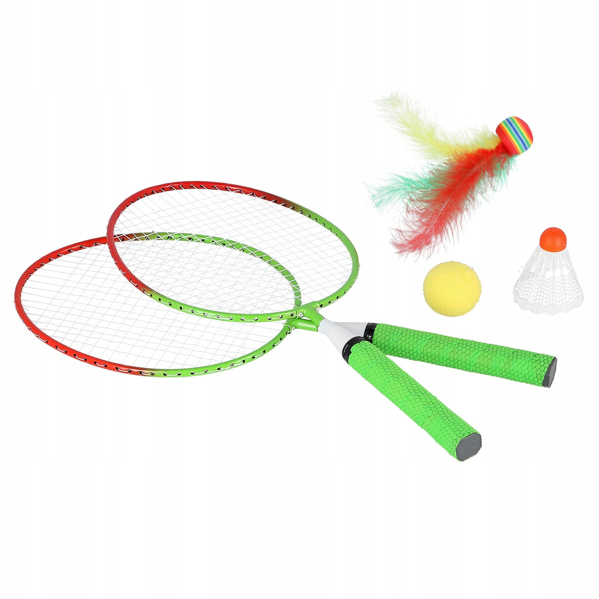 NRZ051 STEEL / BADMINTON SET 2 RACKETS + SHUTTLECOCKS + JUNIOR BALLS Kind racket set with shuttlecock
