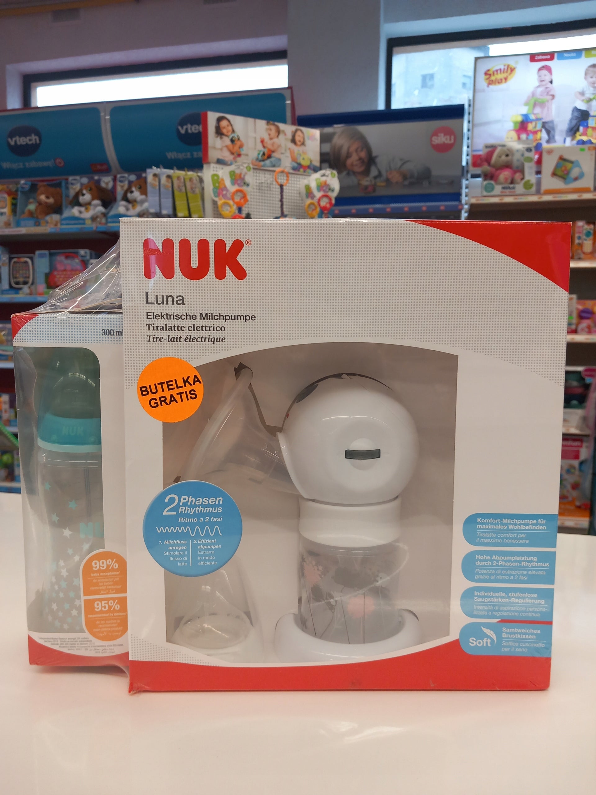 NUK Luna Electric breast pump + Bottle 150 ml + 300ml bottle FREEBIE