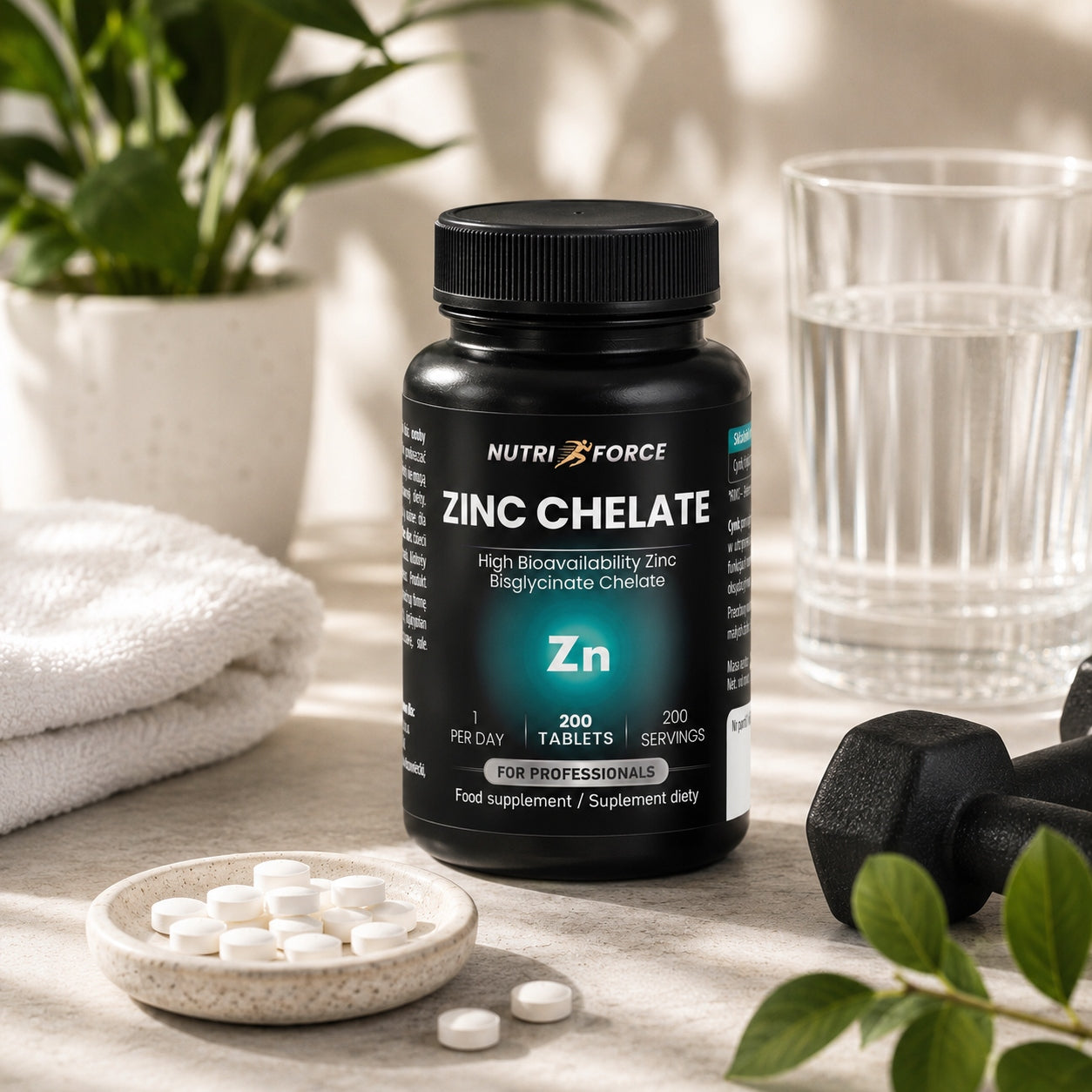 NUTRI FORCE ZINC CHELATE Chelated Zinc Bisglycinate 15 mg 200 tabl Brand NUTRI FORCE