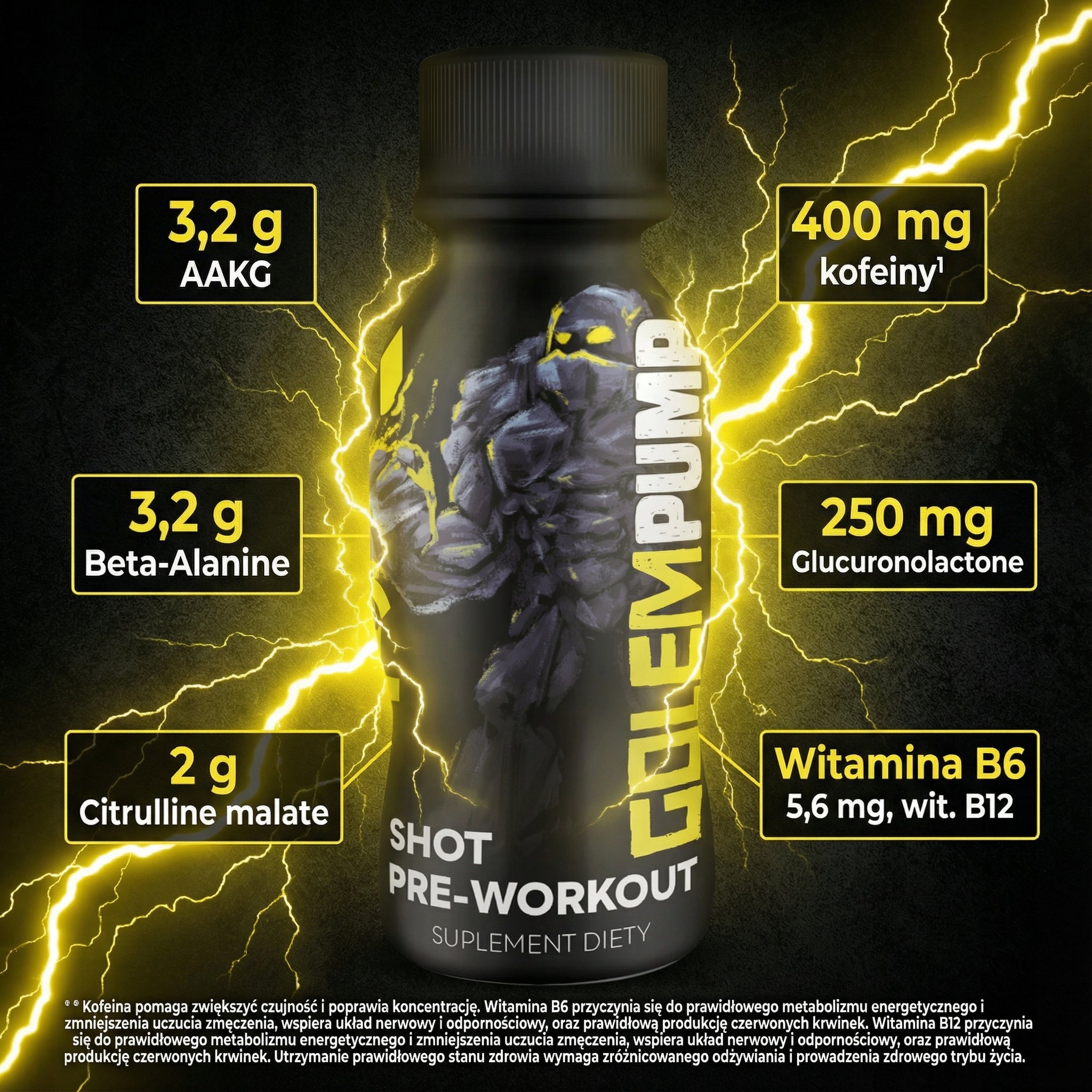 NUTRITION22 GOLEM PUMP MAX STRENGTH PRE-WORKOUT SHOT 12x100ML Packaging status original