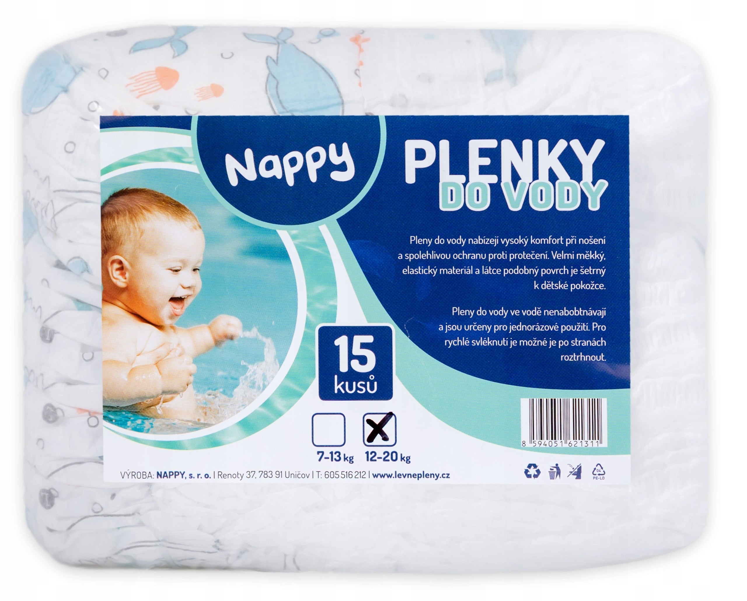 Nappy natahovací pleny do vody 4-9 kg 15 ks