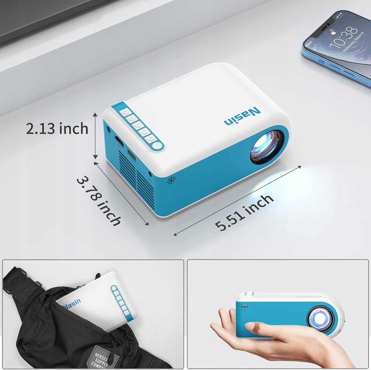 Nasin Mini Projector, Portable Film Projector, Support 1080p Manufacturer code 5907419756052
