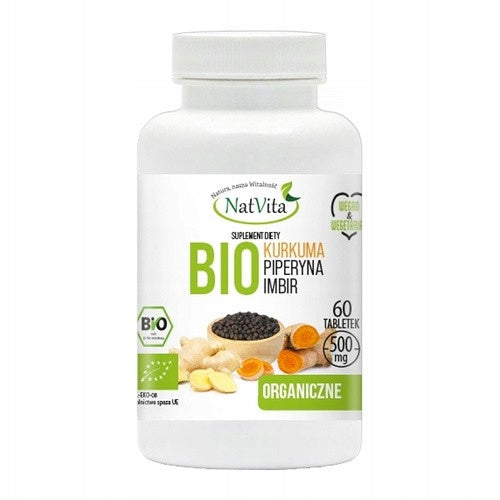 NatVita Bio Turmeric Piperine Ginger, tablets, 60 pcs