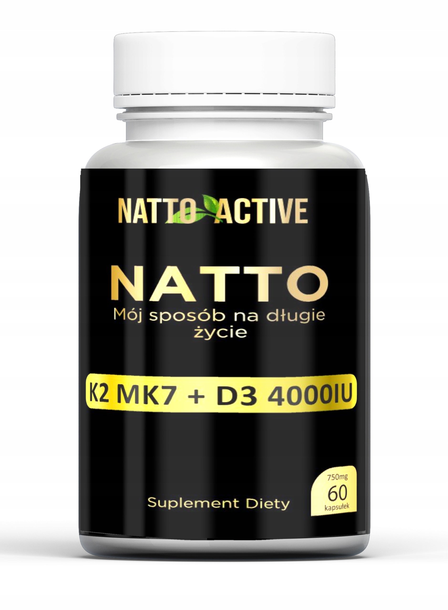 Natto Active Vitamin D3 4000 Vitamin K2 MK7 Nattokinase – 60 capsules