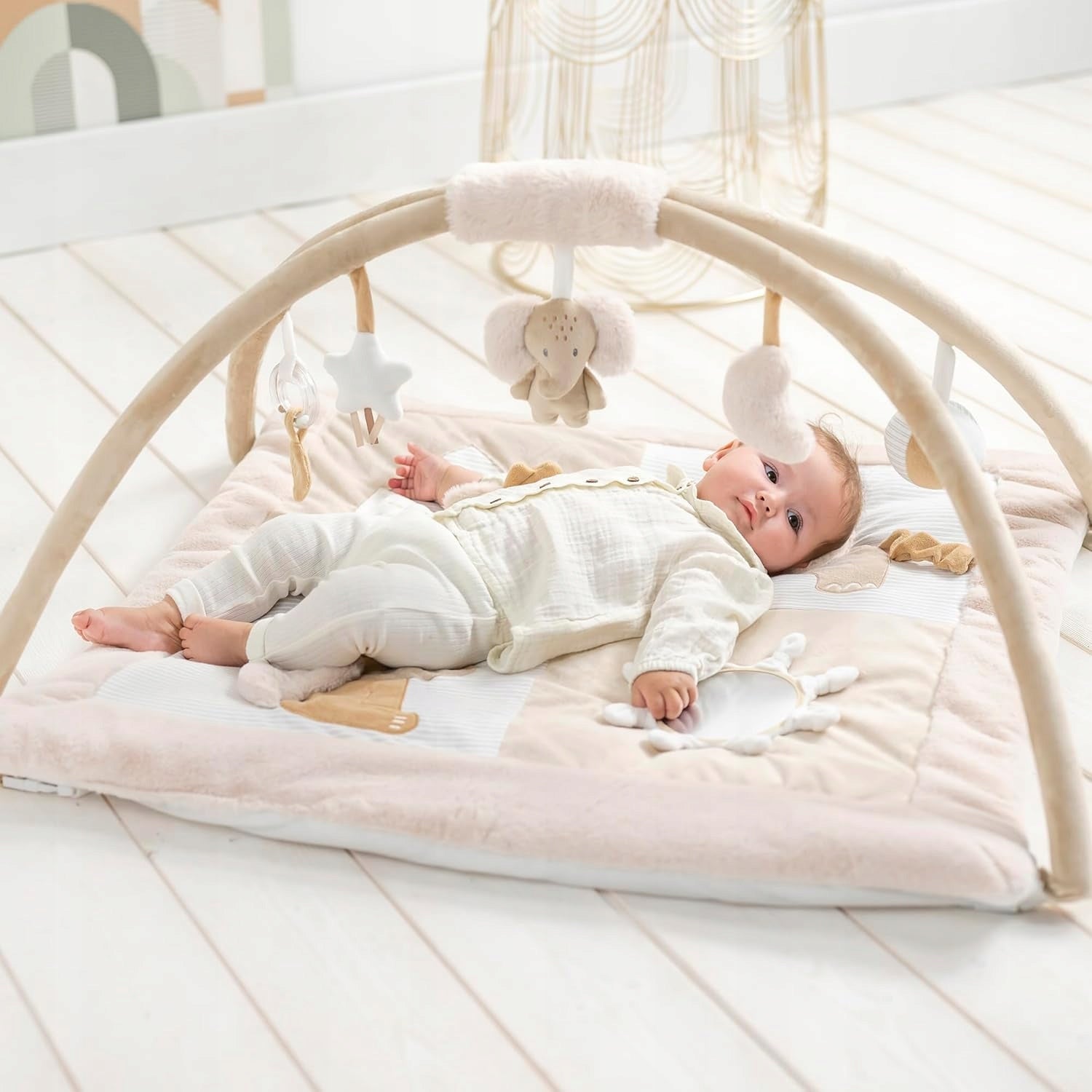 Nattou Playmat Rectangle with Arch FLO OLI ERNEST 80 cm Flo Beige Color multicolor