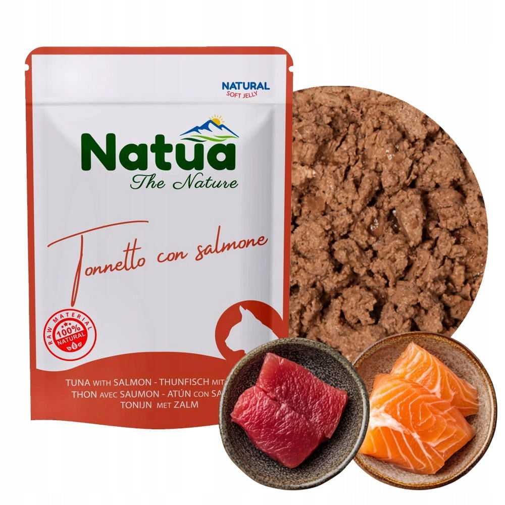 Natua Natural Wet Cat Food Tuna Salmon in Jelly Sachet 70g Packaging status original