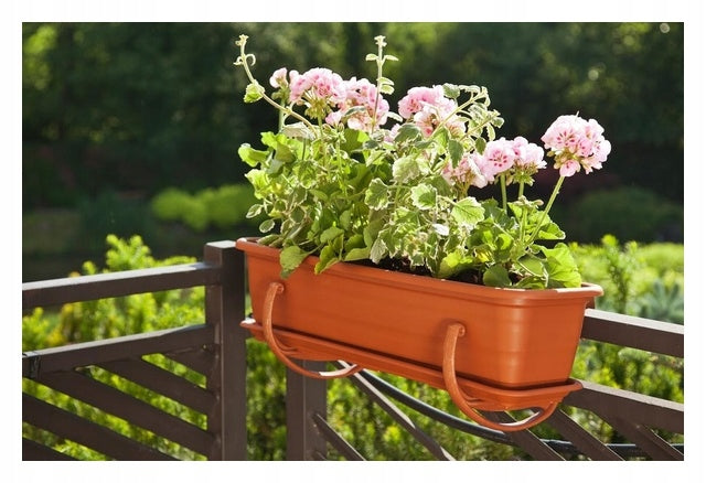 Natura balcony box 1000x187x14mm brick red Material synthetic material